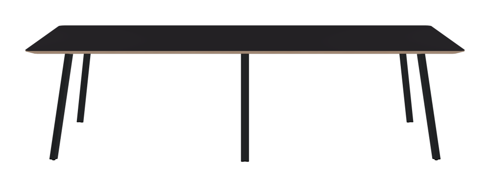 BEAM Tisch - Form Eckig - Länge 280,00 cm - Tiefe 120,00 cm - Radius 4,00 cm - Stärke 2,6 cm - Freiformfläche 1.00000000 - Oberseite Linoleum, 4166 Charcoal - Kern Multiplex Birke - Kantenschräge 25° / BEAM Tischbeine - Material und Farbe Aluminium, pulverbeschichtet, Schwarzgrau (RAL 7021) - Profilgröße Normal - Höhe 71 cm - Set 6 Tischbeine