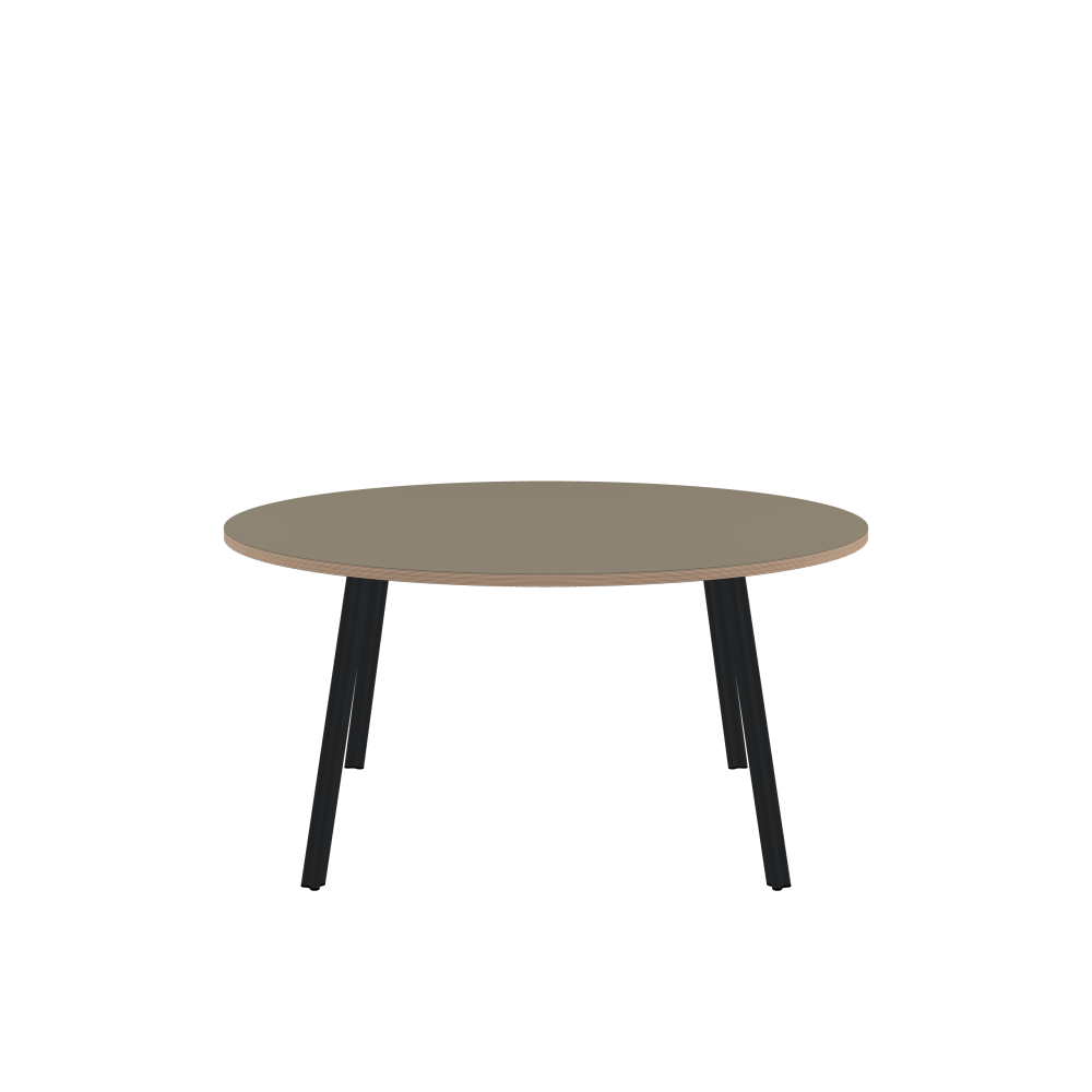 BEAM Tisch - Form Rund - Länge 150,00 cm - Tiefe 150,00 cm - Stärke 2,6 cm - Freiformfläche 1.00000000 - Oberseite Linoleum, 4011 Taupe - Kern Multiplex Birke - Kantenschräge 90° / BEAM Tischbeine - Material und Farbe Aluminium, pulverbeschichtet, Schwarzgrau (RAL 7021) - Profilgröße Normal - Höhe 71 cm - Set 4 Tischbeine