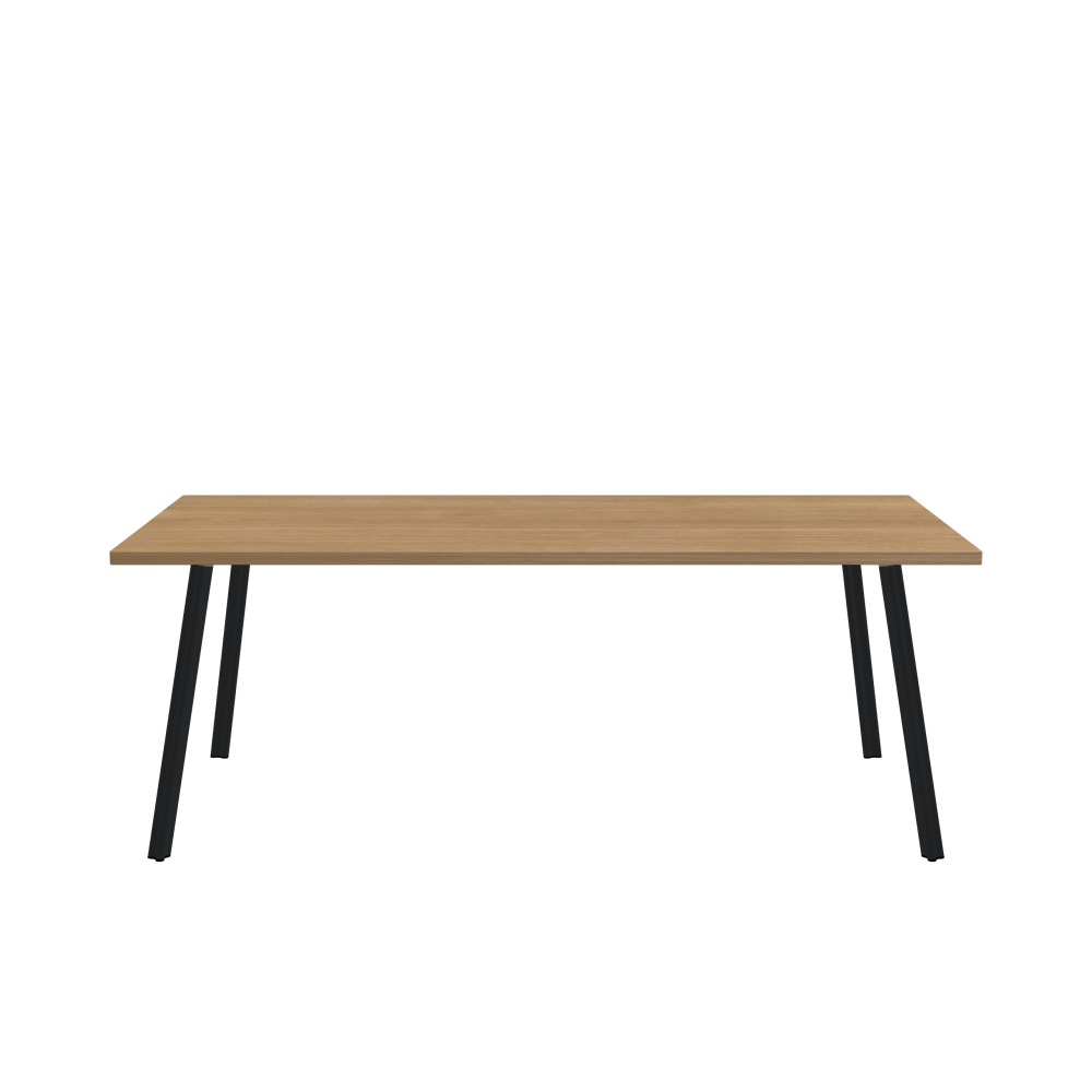 BEAM Tisch - Form Eckig - Länge 200,00 cm - Tiefe 100,00 cm - Radius 1,00 cm - Stärke 2,9 cm - Oberseite Holzfurnier, Eiche - Kern Stäbchenplatte - Kante Holz, Eiche - Kantenschräge 90° / BEAM Tischbeine - Material und Farbe Aluminium, pulverbeschichtet, Schwarzgrau (RAL 7021) - Profilgröße Normal - Höhe 71 cm - Set 4 Tischbeine