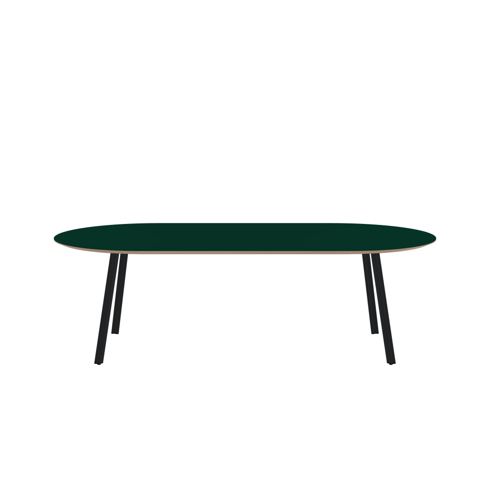 BEAM Tisch - Form Eckig - Länge 240,00 cm - Tiefe 120,00 cm - Radius 60,00 cm - Stärke 2,6 cm - Freiformfläche 1.00000000 - Oberseite Linoleum, 4174 Conifer - Kern Multiplex Birke - Kantenschräge 25° / BEAM Tischbeine - Material und Farbe Aluminium, pulverbeschichtet, Schwarzgrau (RAL 7021) - Profilgröße Normal - Höhe 71 cm - Set 4 Tischbeine