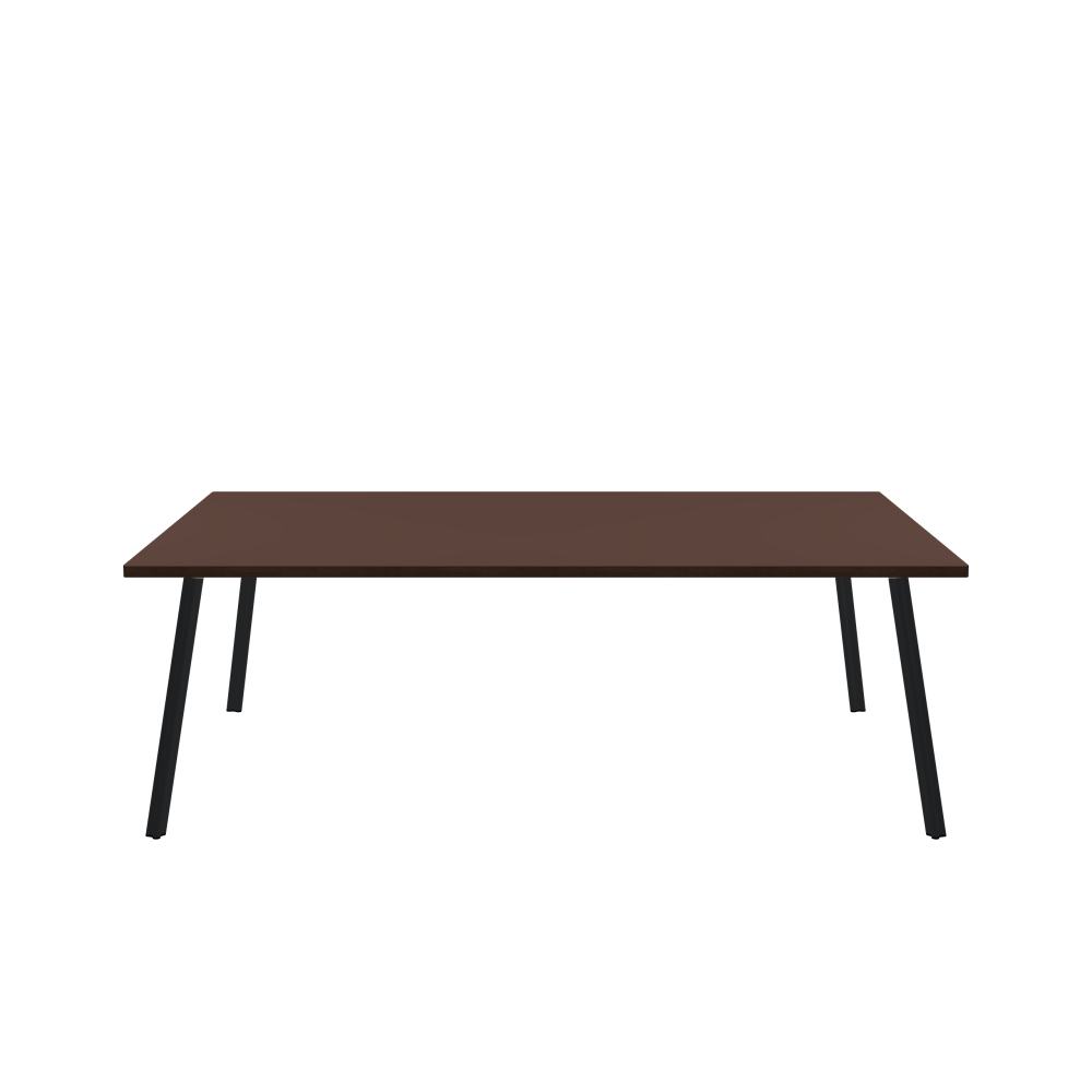 BEAM Tisch - Form Eckig - Länge 220,00 cm - Tiefe 150,00 cm - Radius 1,00 cm - Stärke 3 cm - Oberseite Linoleum, 4009 Espresso - Kern Stäbchenplatte - Kante Holz, Räuchereiche - Kantenschräge 90° / BEAM Tischbeine - Material und Farbe Aluminium, pulverbeschichtet, Schwarzgrau (RAL 7021) - Profilgröße Normal - Höhe 71 cm - Set 4 Tischbeine