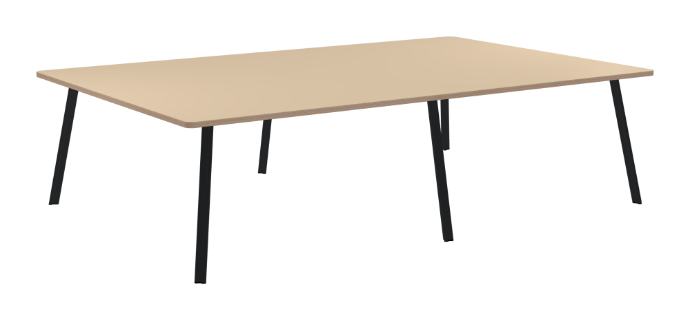 BEAM Tisch - Form Eckig - Länge 280,00 cm - Tiefe 180,00 cm - Radius 4,00 cm - Stärke 2,6 cm - Freiformfläche 1.00000000 - Oberseite Linoleum, 4007 Macadamia - Kern Multiplex Birke - Kantenschräge 90° / BEAM Tischbeine - Material und Farbe Aluminium, pulverbeschichtet, Schwarzgrau (RAL 7021) - Profilgröße Normal - Höhe 71 cm - Set 6 Tischbeine