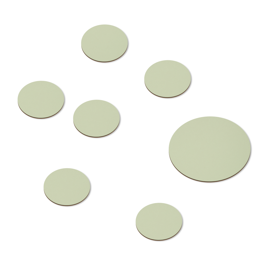 Set of seven PAD Coasters by Faust in 4183 Pistachio
