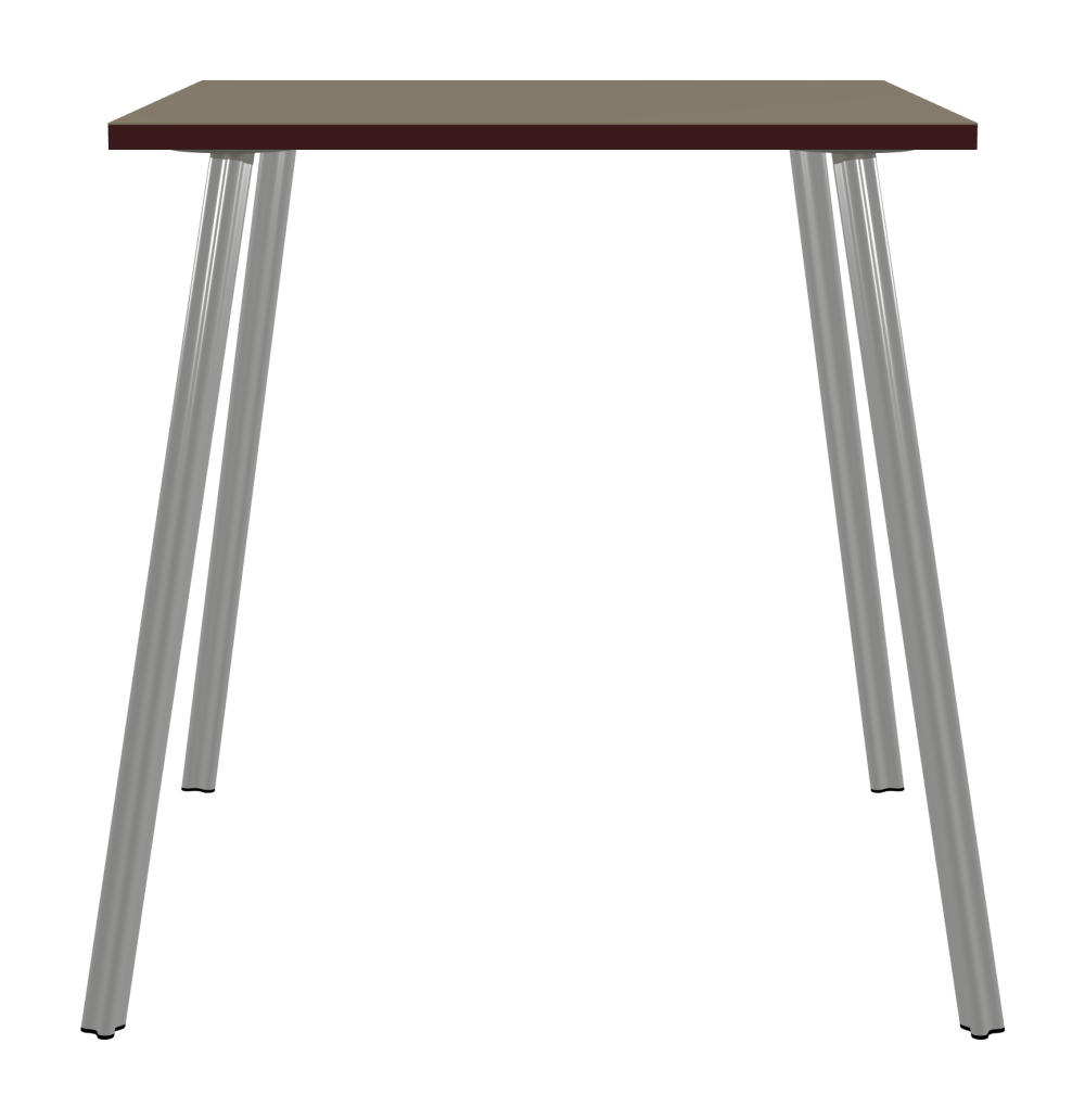 BEAM Tisch - Form Eckig - Länge 100,00 cm - Tiefe 100,00 cm - Radius 0,30 cm - Stärke 3 cm - Oberseite Linoleum, 4011 Taupe - Kern Stäbchenplatte - Kante Linoleum, 4154 Burgundy - Kantenschräge 90° / BEAM Tischbeine - Material und Farbe Aluminium, matt eloxiert - Profilgröße Normal - Höhe 102 cm - Set 4 Tischbeine