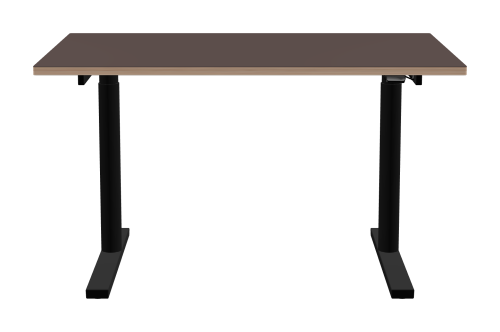 ATS Schreibtisch - Form Eckig - Länge 130,00 cm - Tiefe 80,00 cm - Radius 1,00 cm - Stärke 2,6 cm - Freiformfläche 1.00000000 - Oberseite Linoleum, 4172 Mauve - Kern Multiplex Birke - Kantenschräge 90° / ATS Schreibtischgestell - Materialien und Farben Pulverbeschichtet, Tiefschwarz (RAL 9005) - Größe L 106 x B 71 cm - Motorsäule Rund - Bedienelement Standard