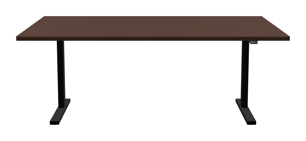 ATS Schreibtisch - Form Eckig - Länge 200,00 cm - Tiefe 120,00 cm - Radius 1,00 cm - Stärke 3 cm - Oberseite Linoleum, 4009 Espresso - Kern Stäbchenplatte - Kante Holz, Räuchereiche - Kantenschräge 90° / ATS Schreibtischgestell - Materialien und Farben Pulverbeschichtet, Tiefschwarz (RAL 9005) - Größe L 166 x B 71 cm - Motorsäule Rechteckig - Bedienelement Standard
