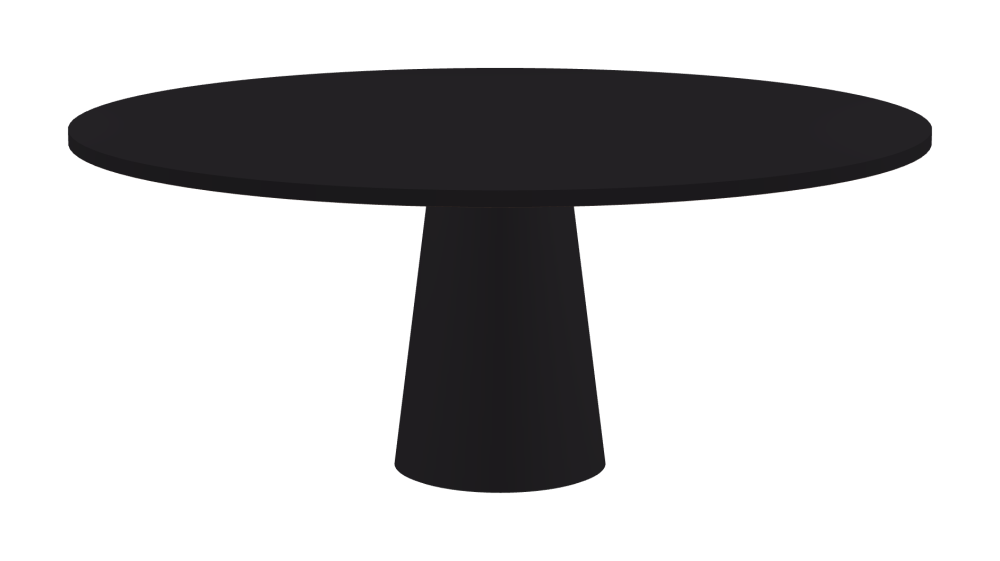 ALT Table - Shape Round - Length 180.00 cm - Width 180.00 cm - Thickness 3 cm - Freeform 1.00000000 - Surface Linoleum, 4166 Charcoal - Core Laminboard - Edge Linoleum, 4166 Charcoal - Profile Edge 90° / ALT Table Stand - Surface Linoleum, 4166 Charcoal - Size L: Ø 42 × H 72 cm