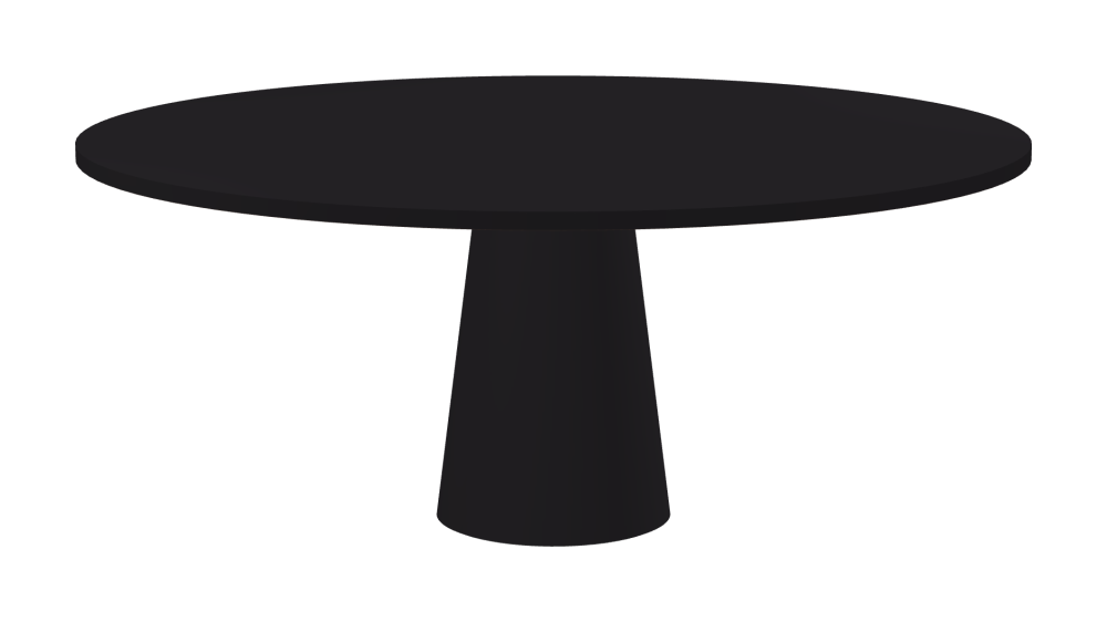 ALT Table - Shape Round - Length 180.00 cm - Width 180.00 cm - Thickness 3 cm - Freeform 1.00000000 - Surface Linoleum, 4166 Charcoal - Core Laminboard - Edge Linoleum, 4166 Charcoal - Profile Edge 90° / ALT Table Stand - Surface Linoleum, 4166 Charcoal - Size L: Ø 42 × H 72 cm