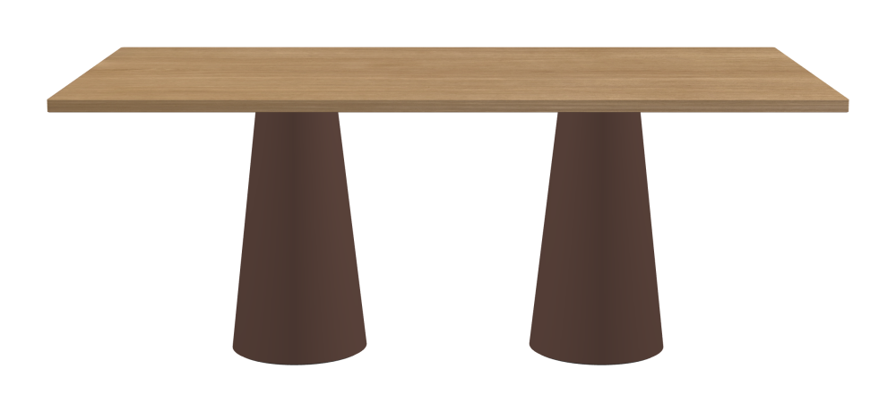 ALT Table - Shape Square - Length 190.00 cm - Width 100.00 cm - Radius 1.00 cm - Thickness 2.9 cm - Surface Wood Veneer, Oak - Core Laminboard - Edge Wood, Oak - Profile Edge 90° / ALT Table Stand - Surface Linoleum, 4009 Espresso - Size S: Ø 36 × H 72 cm
