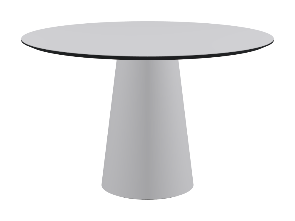 ALT Table - Shape Round - Length 120.00 cm - Width 120.00 cm - Thickness 2.1 cm - Freeform 1.00000000 - Surface Linoleum, 4177 Vapour - Core MDF - Edge MDF, Black - Profile Edge 25° / ALT Table Stand - Surface Linoleum, 4177 Vapour - Size L: Ø 42 × H 72 cm