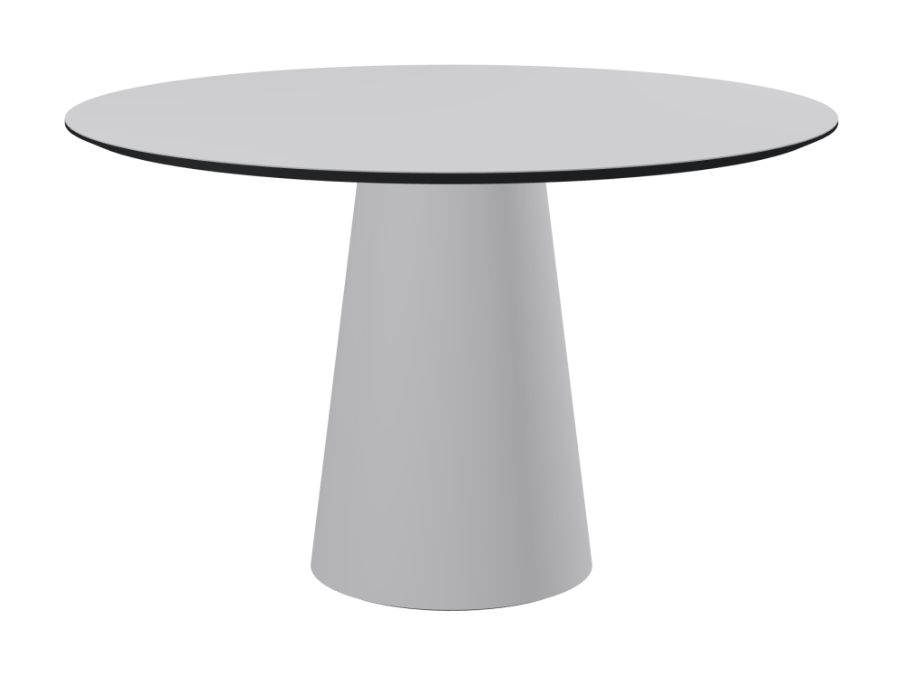 ALT Table - Shape Round - Length 120.00 cm - Width 120.00 cm - Thickness 2.1 cm - Freeform 1.00000000 - Surface Linoleum, 4177 Vapour - Core MDF - Edge MDF, Black - Profile Edge 25° / ALT Table Stand - Surface Linoleum, 4177 Vapour - Size L: Ø 42 × H 72 cm