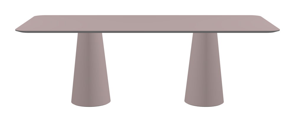 ALT Table - Shape Square - Length 220.00 cm - Width 100.00 cm - Radius 10.00 cm - Thickness 2.1 cm - Freeform 1.00000000 - Surface Linoleum, 4010 Soft Lilac - Core MDF - Edge MDF, Grey - Profile Edge 25° / ALT Table Stand - Surface Linoleum, 4010 Soft Lilac - Size S: Ø 36 × H 72 cm