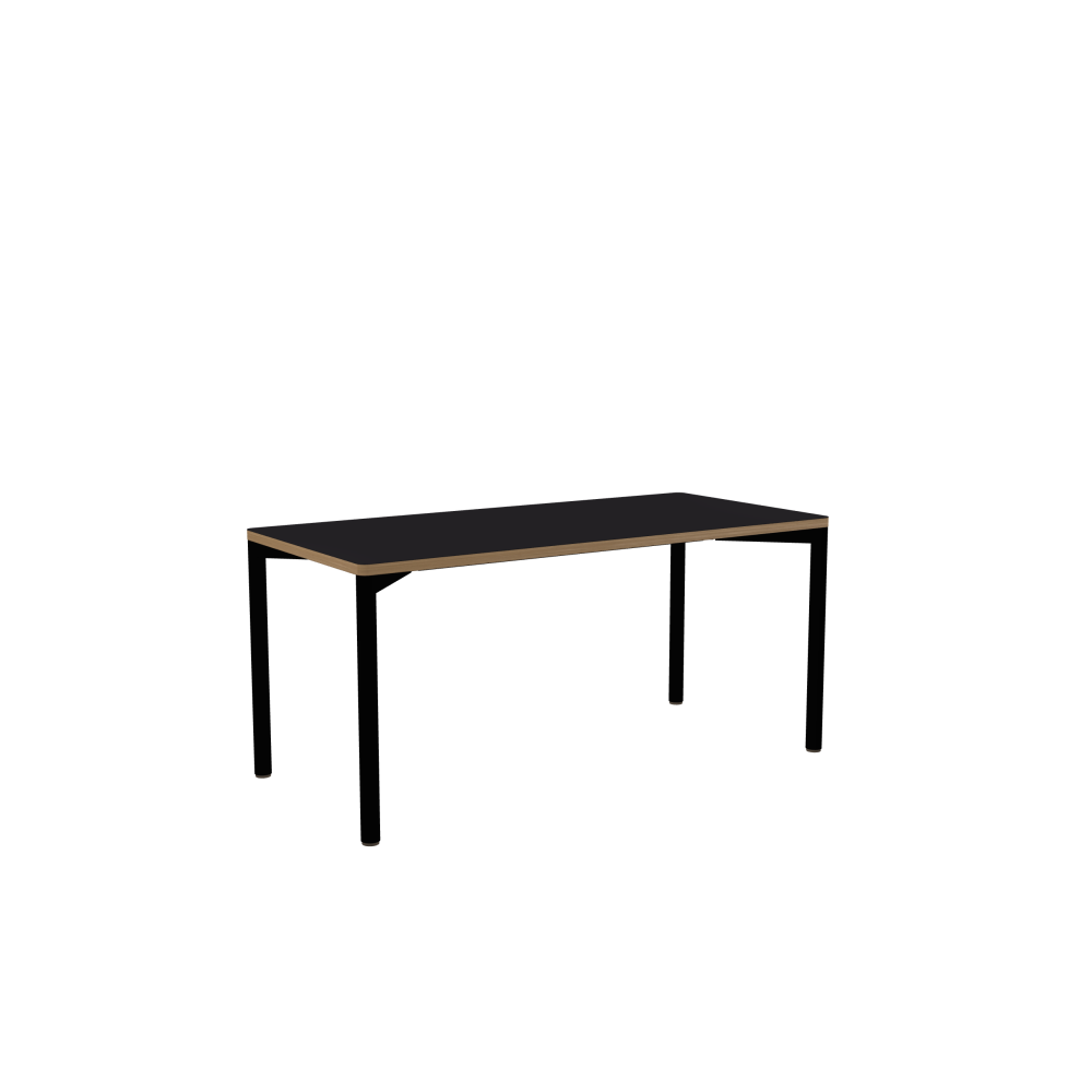 OUTLINE Table - Shape Square - Length 160.00 cm - Width 75.00 cm - Radius 2.60 cm - Thickness 3 cm - Surface Linoleum, 4166 Charcoal - Core Laminboard - Edge Wood, Oak - Profile Edge 90°