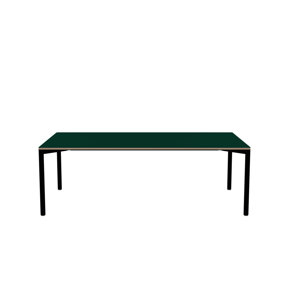 OUTLINE Table - Shape Square - Length 220.00 cm - Width 120.00 cm - Radius 2.60 cm - Thickness 2 cm - Freeform 1.00000000 - Surface Linoleum, 4174 Conifer - Core Birch Plywood - Profile Edge 90°