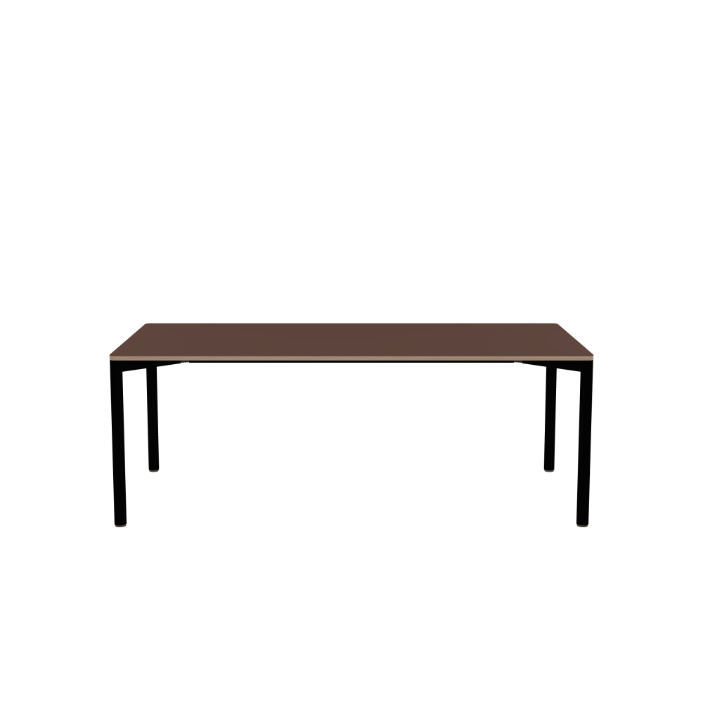 OUTLINE Table - Shape Square - Length 200.00 cm - Width 100.00 cm - Radius 2.60 cm - Thickness 2 cm - Freeform 1.00000000 - Surface Linoleum, 4009 Espresso - Core Birch Plywood - Profile Edge 90°
