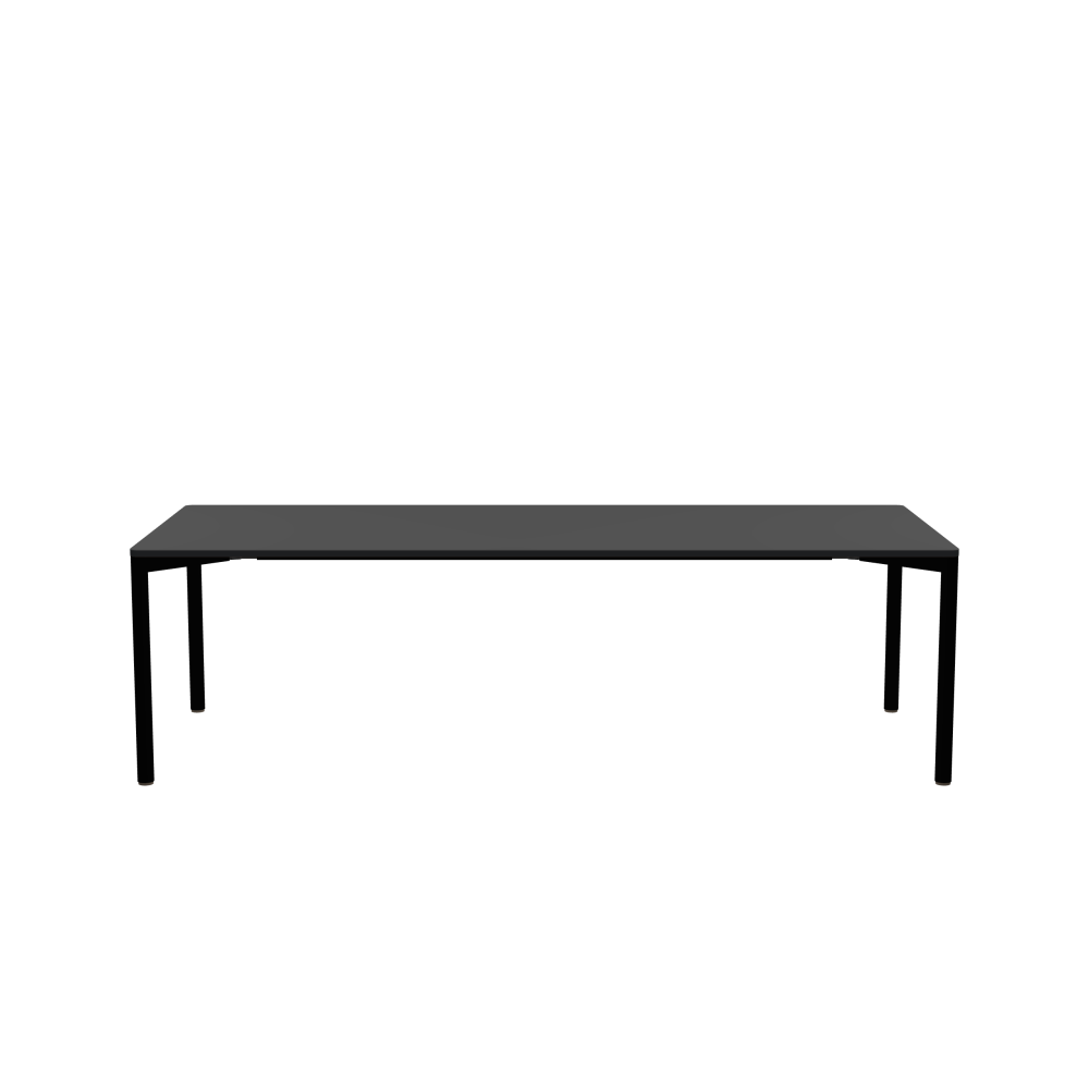 OUTLINE Table - Shape Square - Length 250.00 cm - Width 100.00 cm - Radius 2.60 cm - Thickness 2.1 cm - Freeform 1.00000000 - Surface Linoleum, 4012 Basalt - Core MDF - Edge MDF, Black - Profile Edge 90°