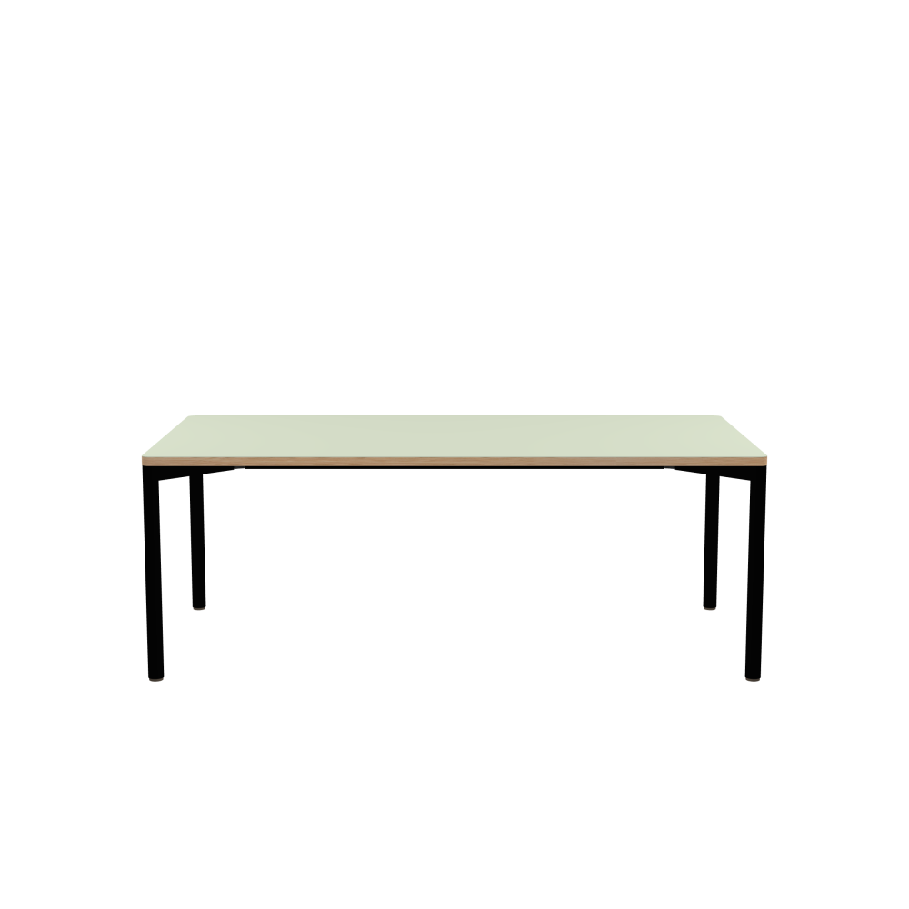 OUTLINE Table - Shape Square - Length 200.00 cm - Width 100.00 cm - Radius 2.60 cm - Thickness 3 cm - Surface Linoleum, 4183 Pistachio - Core Laminboard - Edge Wood, Larch - Profile Edge 90°