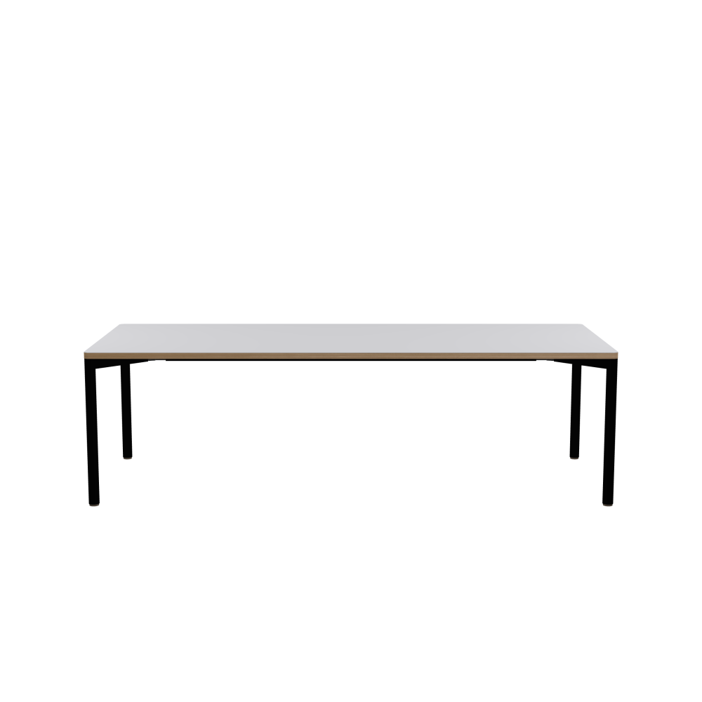 OUTLINE Table - Shape Square - Length 250.00 cm - Width 100.00 cm - Radius 2.60 cm - Thickness 3 cm - Surface Linoleum, 4177 Vapour - Core Laminboard - Edge Wood, Oak - Profile Edge 90°