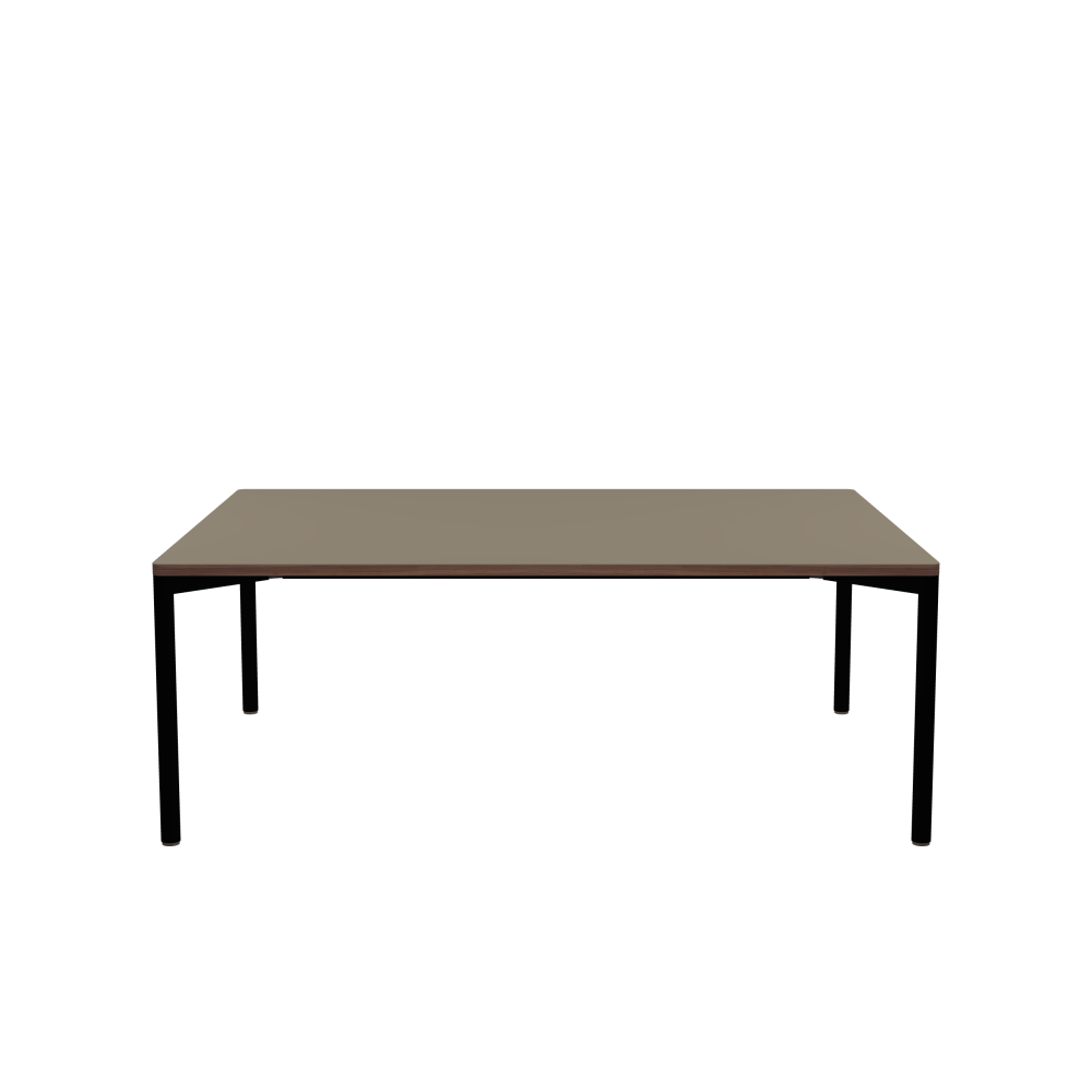 OUTLINE Table - Shape Square - Length 200.00 cm - Width 150.00 cm - Radius 2.60 cm - Thickness 3 cm - Surface Linoleum, 4011 Taupe - Core Laminboard - Edge Wood, Walnut - Profile Edge 90°