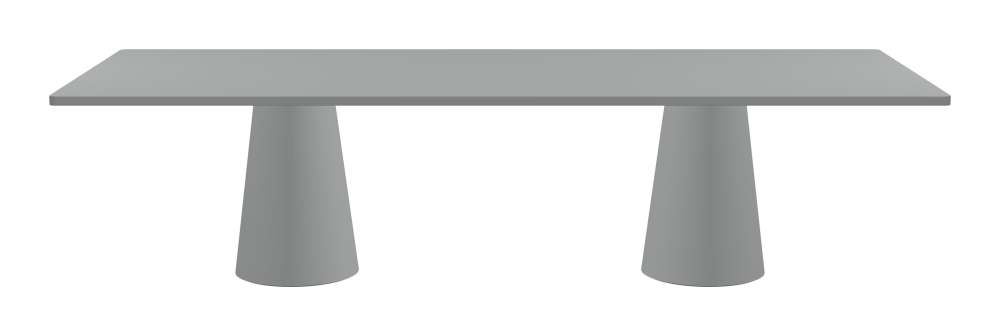 ALT Table - Shape Square - Length 300.00 cm - Width 120.00 cm - Radius 2.60 cm - Thickness 3 cm - Surface Linoleum, 4132 Ash - Core Laminboard - Edge Linoleum, 4132 Ash - Profile Edge 90° / ALT Table Stand - Surface Linoleum, 4132 Ash - Size L: Ø 42 × H 72 cm