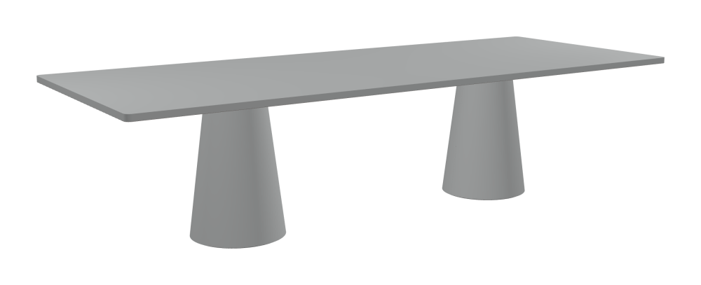 ALT Table - Shape Square - Length 300.00 cm - Width 120.00 cm - Radius 2.60 cm - Thickness 3 cm - Surface Linoleum, 4132 Ash - Core Laminboard - Edge Linoleum, 4132 Ash - Profile Edge 90° / ALT Table Stand - Surface Linoleum, 4132 Ash - Size L: Ø 42 × H 72 cm