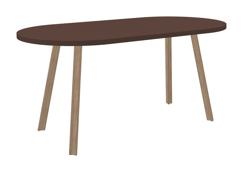 BEAM Tisch - Form Eckig - Länge 160,00 cm - Tiefe 80,00 cm - Radius 40,00 cm - Stärke 3 cm - Freiformfläche 1.00000000 - Oberseite Linoleum, 4009 Espresso - Kern Stäbchenplatte - Kante Linoleum, 4009 Espresso - Kantenschräge 90° / BEAM Tischbeine - Material und Farbe Holz, Eiche, matt geölt - Profilgröße Normal - Höhe 71 cm - Set 4 Tischbeine