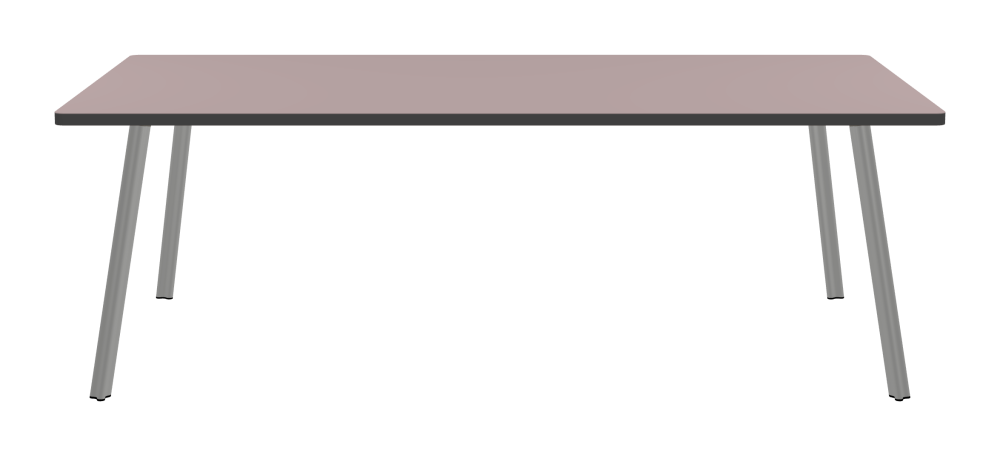 BEAM Table - Shape Square - Length 220.00 cm - Width 110.00 cm - Radius 2.60 cm - Thickness 3 cm - Surface Linoleum, 4010 Soft Lilac - Core Laminboard - Edge Linoleum, 4012 Basalt - Profile Edge 90° / BEAM Table Legs - Material and Colour Aluminium, matt anodised - Profile strength Standard - Height 71 cm - Set 4 Legs