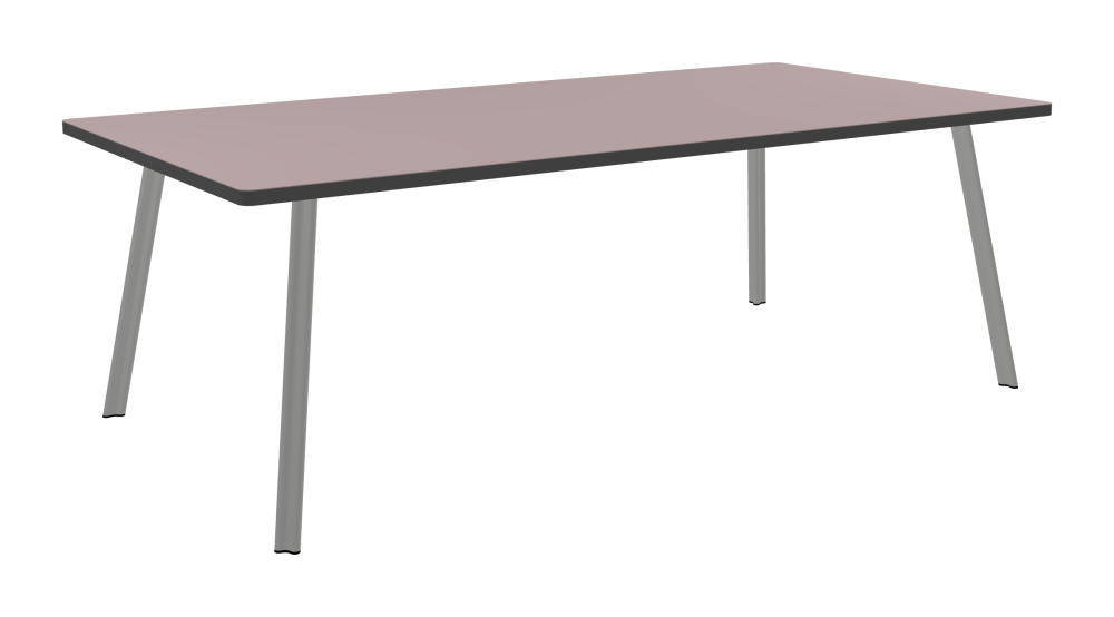 BEAM Table - Shape Square - Length 220.00 cm - Width 110.00 cm - Radius 2.60 cm - Thickness 3 cm - Surface Linoleum, 4010 Soft Lilac - Core Laminboard - Edge Linoleum, 4012 Basalt - Profile Edge 90° / BEAM Table Legs - Material and Colour Aluminium, matt anodised - Profile strength Standard - Height 71 cm - Set 4 Legs