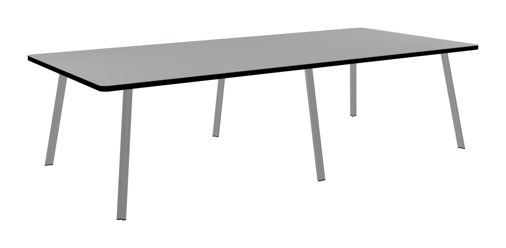 BEAM Tisch - Form Eckig - Länge 280,00 cm - Tiefe 128,00 cm - Radius 4,00 cm - Stärke 3 cm - Oberseite Linoleum, 4132 Ash - Kern Stäbchenplatte - Kante Linoleum, 4023 Nero - Kantenschräge 90° / BEAM Tischbeine - Material und Farbe Aluminium, matt eloxiert - Profilgröße Normal - Höhe 71 cm - Set 6 Tischbeine