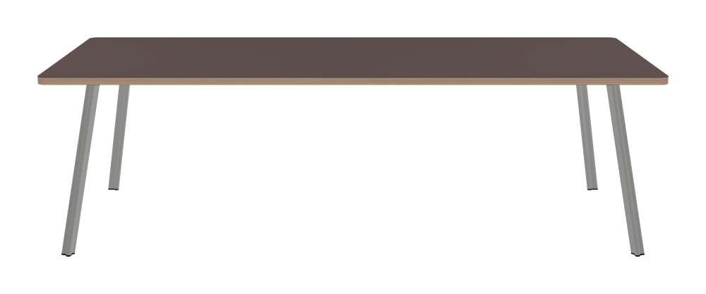 BEAM Tisch - Form Eckig - Länge 250,00 cm - Tiefe 120,00 cm - Radius 4,00 cm - Stärke 3 cm - Oberseite Linoleum, 4172 Mauve - Kern Stäbchenplatte - Kante Multiplex - Kantenschräge 90° / BEAM Tischbeine - Material und Farbe Aluminium, matt eloxiert - Profilgröße Normal - Höhe 71 cm - Set 4 Tischbeine