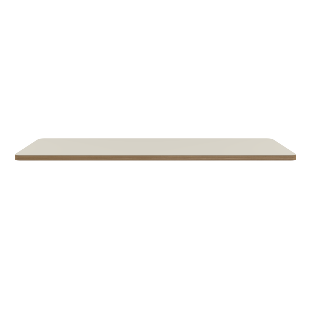 Table Top - Shape Square - Length 160.00 cm - Width 75.00 cm - Radius 4.00 cm - Thickness 3 cm - Surface Linoleum, 4176 Mushroom - Core Laminboard - Edge Wood, Oak - Profile Edge 90°