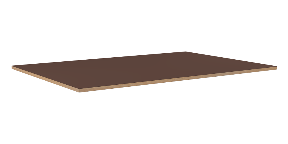 Table Top - Shape Square - Length 220.00 cm - Width 150.00 cm - Radius 1.00 cm - Thickness 3 cm - Surface Linoleum, 4009 Espresso - Core Laminboard - Edge Wood, Larch - Profile Edge 90°