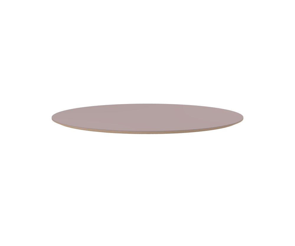 Table Top - Shape Round - Length 120.00 cm - Width 120.00 cm - Thickness 2 cm - Freeform 1.00000000 - Surface Linoleum, 4010 Soft Lilac - Core Birch Plywood - Profile Edge 25°