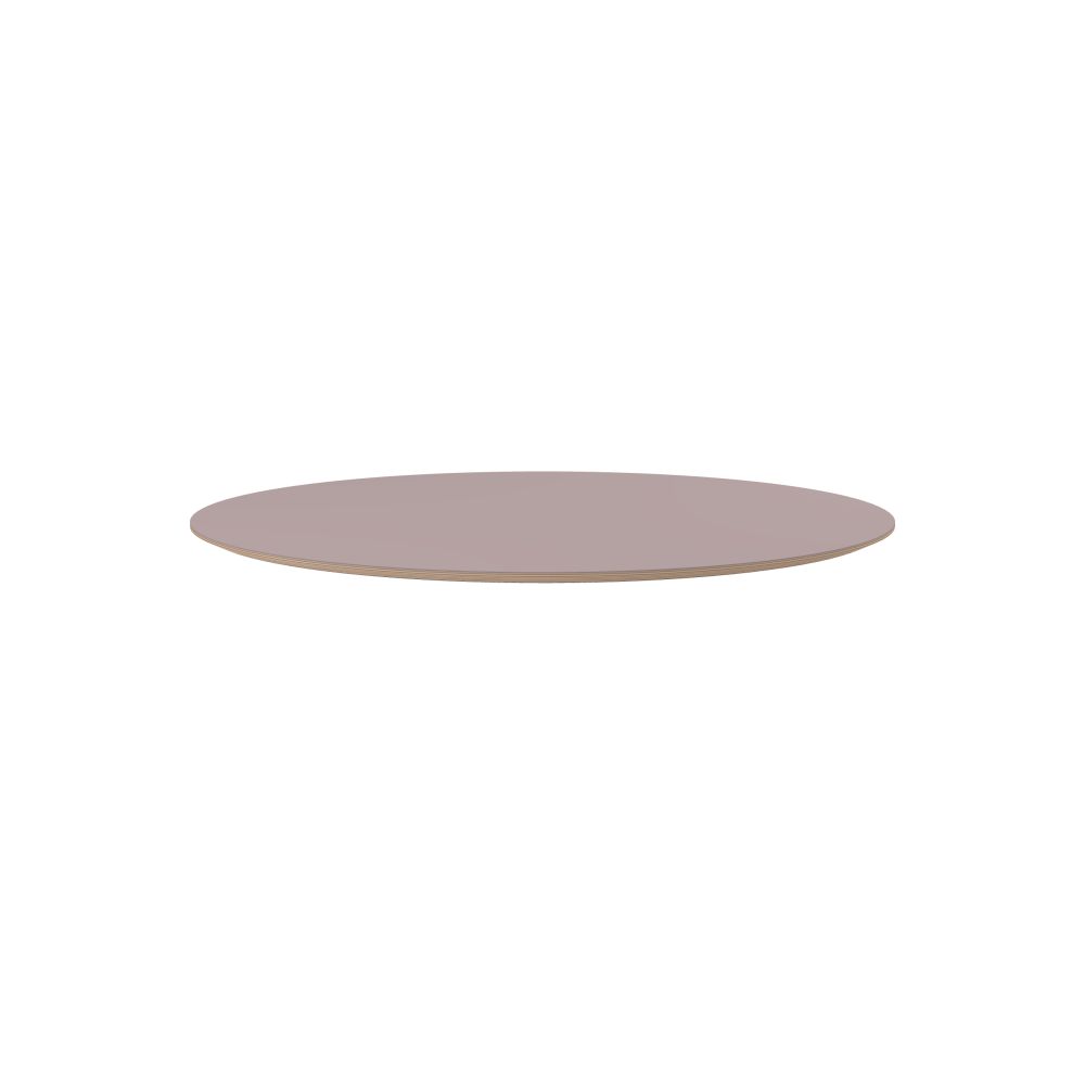 Table Top - Shape Round - Length 120.00 cm - Width 120.00 cm - Thickness 2 cm - Freeform 1.00000000 - Surface Linoleum, 4010 Soft Lilac - Core Birch Plywood - Profile Edge 25°
