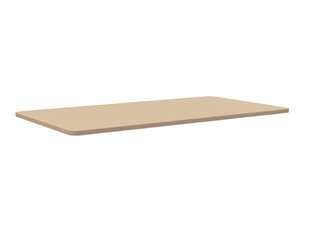 Table Top - Shape Square - Length 130.00 cm - Width 70.00 cm - Radius 4.00 cm - Thickness 2 cm - Freeform 1.00000000 - Surface Linoleum, 4007 Macadamia - Core Birch Plywood - Profile Edge 90°